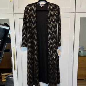 LuLaRoe Black and Gold Chevron Cardigan